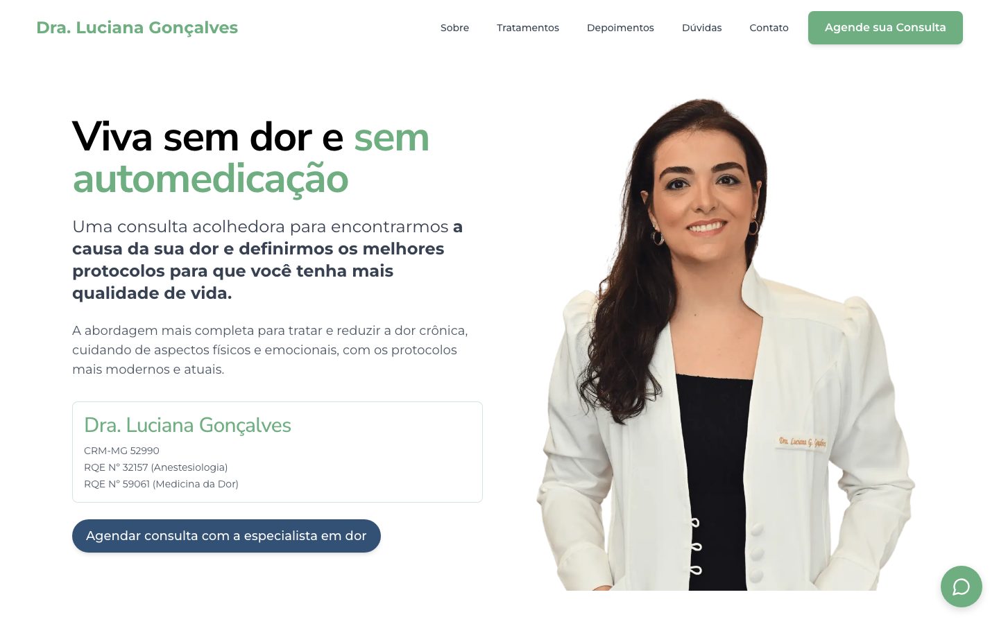 Site da Dra. Luciana Gonçalves, medicina da dor